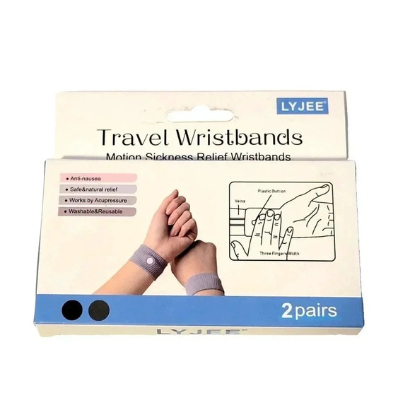 Lyjee Travel Wristbands NWT 2 Pairs Motion Sickness Relief Sea Sickness Cruise - Picture 2 of 3